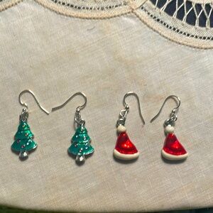 2 pairs of sweet Christmas earrings w steel earwires